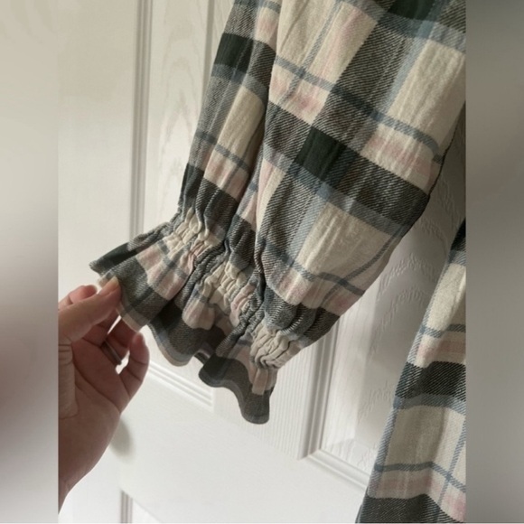 Madewell Lucie Elbow-Sleeve Smocked Plaid Mini Dress – Women’s Large NWT - Picture 7 of 8